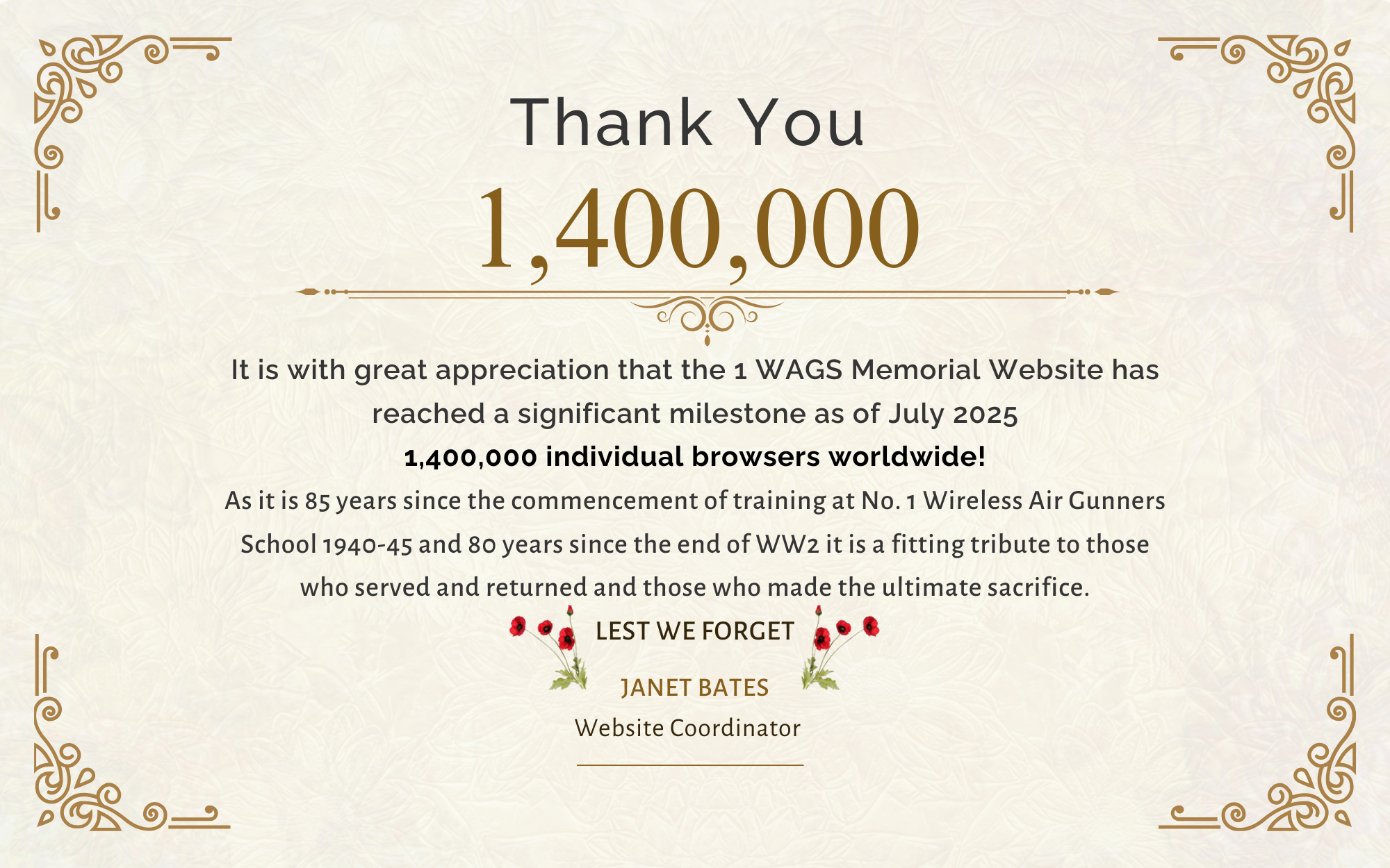 14000000 Website Viewers - 1Wags