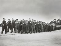 Trainees at 1 W.A.G.S. in marching drill