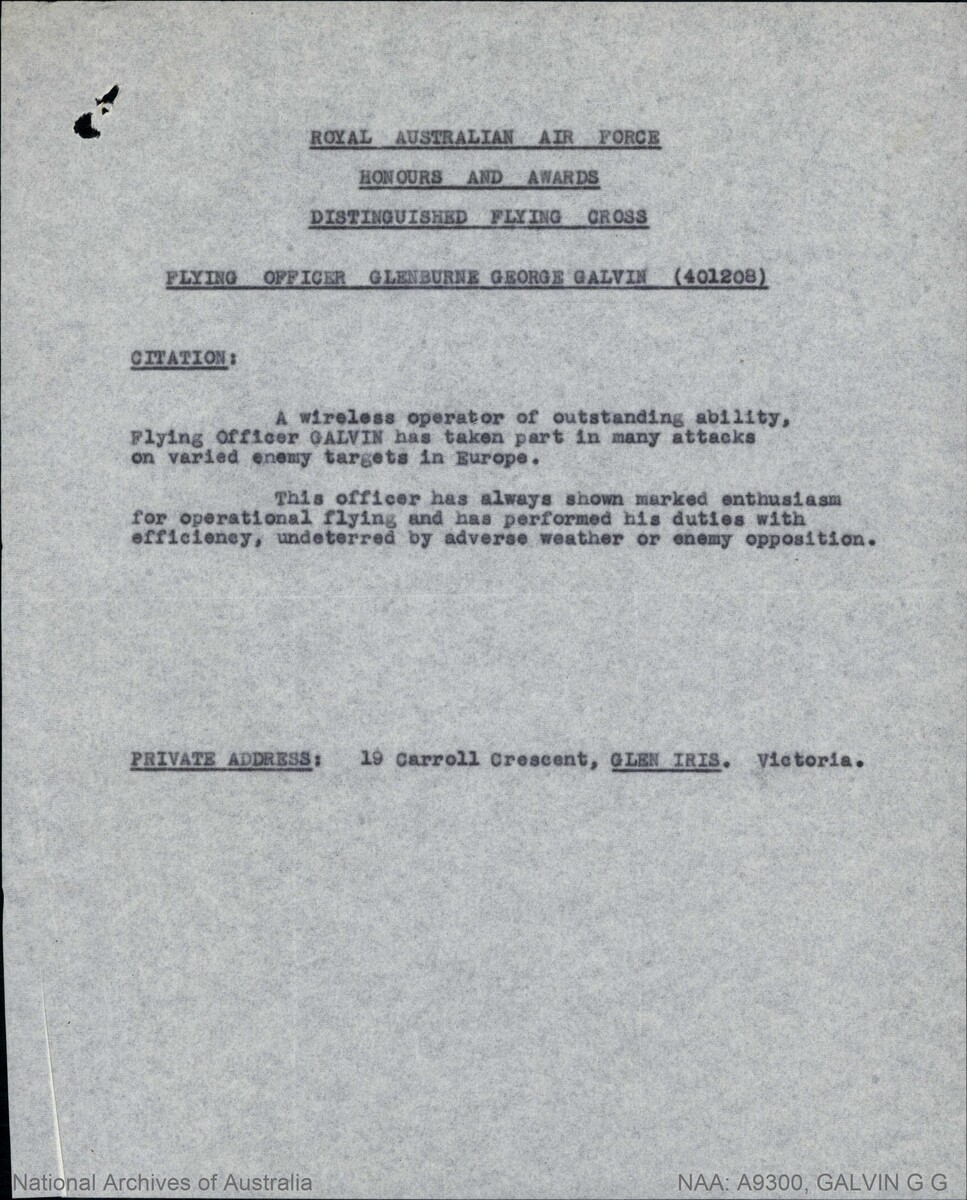 1 WAGS - GALVIN Glenburne George - 401208 Citation