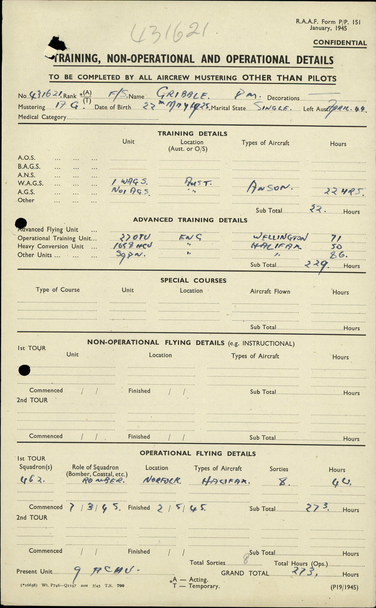 1 WAGS - GRIBBLE David Maxwell - 431621 [Operations]