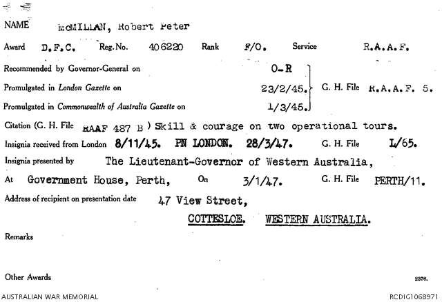1 WAGS - McMILLAN Robert Peter - 406220 Citation