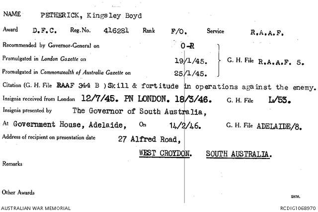 1 WAGS - PETHERICK Kingsley Boyd - 416281 Citation