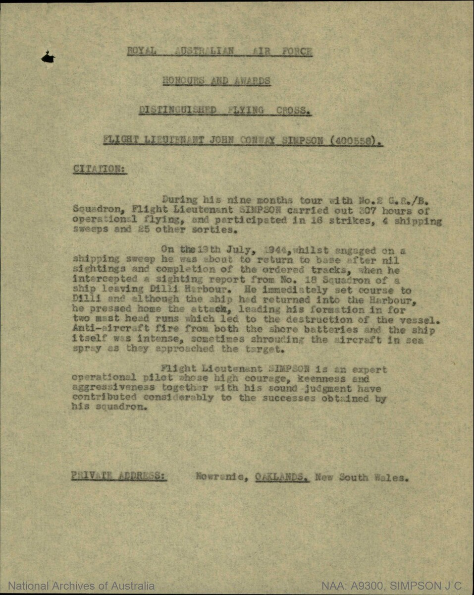1 WAGS - SIMPSON John Conway - 400558 Citation