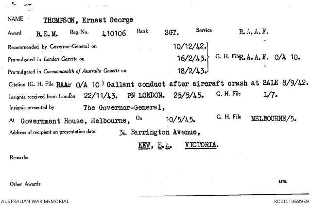 1 WAGS - THOMPSON Ernest George - 410106 Citation
